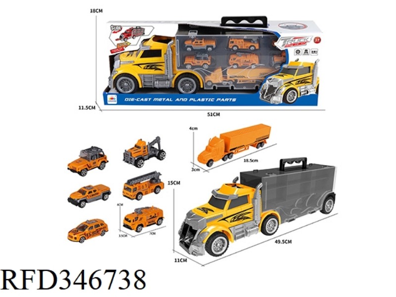 LARGE STORAGE TRUCK + 6 ALLOY ENGINEERING VEHICLES + SMALL CONTAINER TRUCK