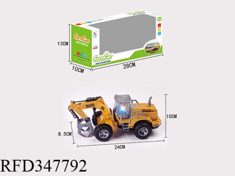 1:30 INERTIA + SOUND AND LIGHT FARMER LOADING TRUCK YELLOW (SINGLE MODEL)