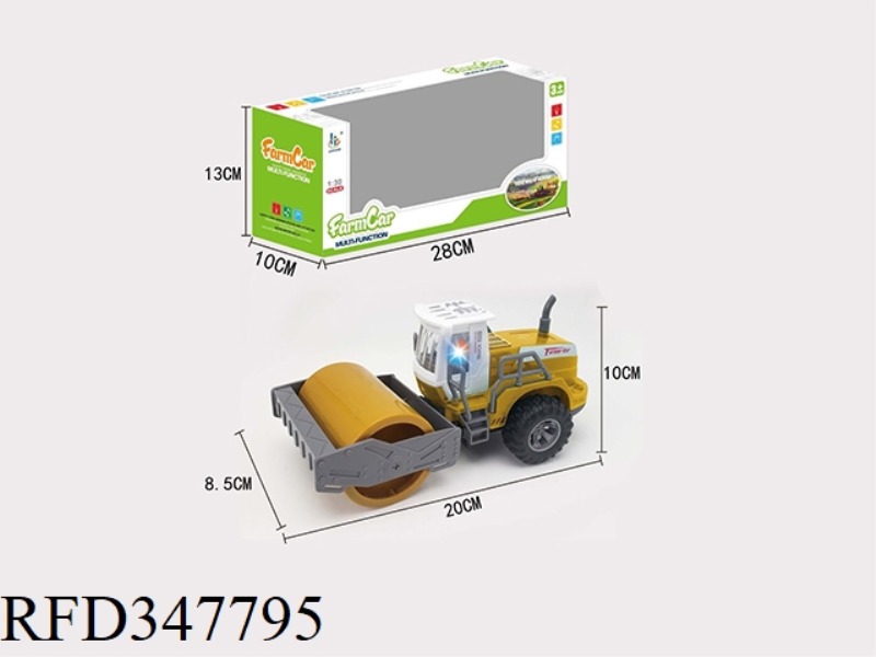 1:30 INERTIA + SOUND AND LIGHT FARMER FLATTENING CAR YELLOW (SINGLE MODEL)