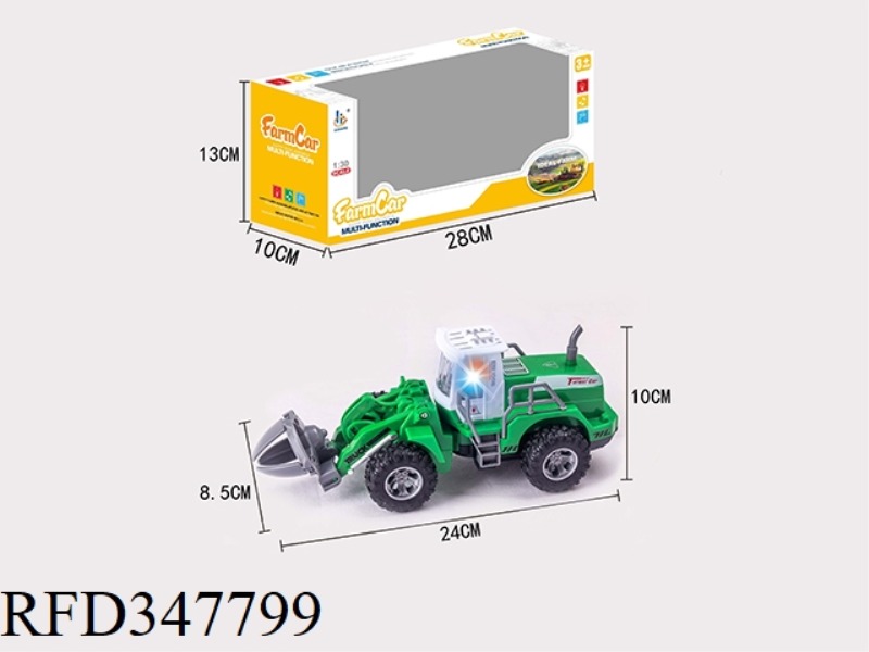 1:30 INERTIA + SOUND AND LIGHT FARMER SPLIT CAR GREEN (SINGLE MODEL)