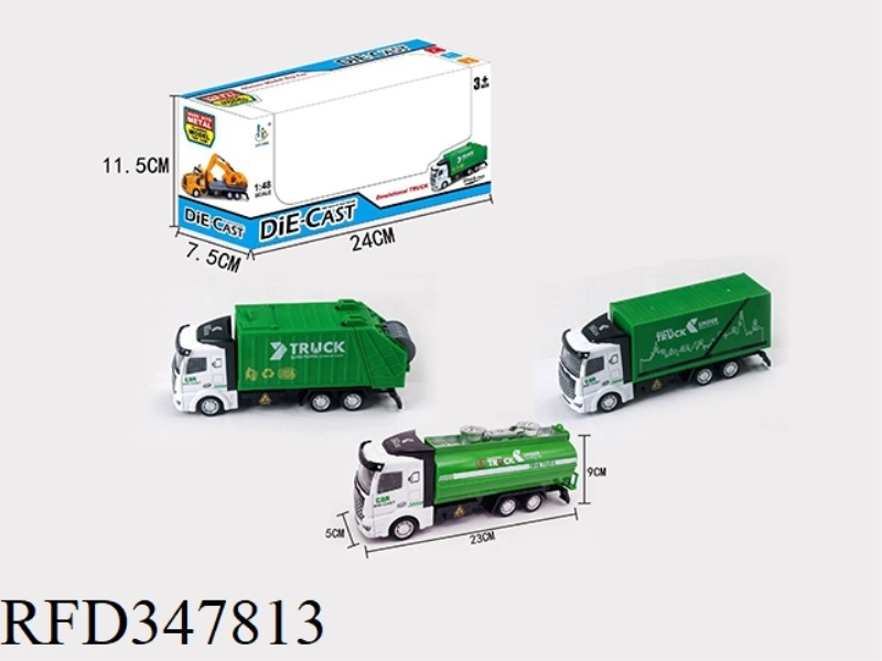 1:48 ALLOY SANITATION VEHICLE WITH THREE MIXED FLAT FRONTS