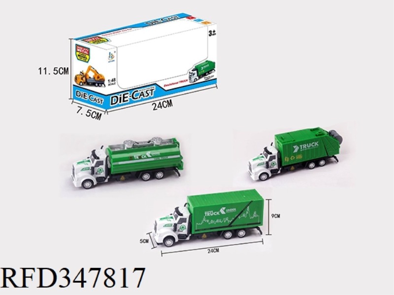1:48 ALLOY SANITATION VEHICLE WITH THREE MIXED LONG FRONTS