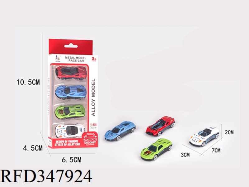 1:64 ALLOY SLIDING 4 SPORTS CARS 4 COLORS