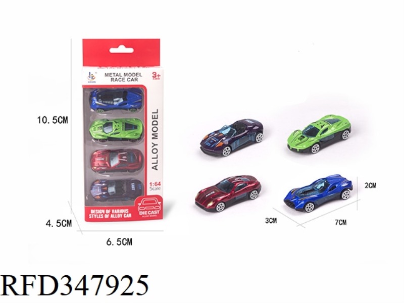 1:64 ALLOY SLIDING 4 SPORTS CARS 4 COLORS