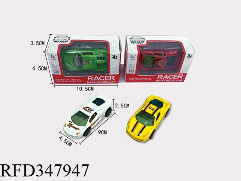 1:64 ALLOY PULL BACK 4 SPORTS CARS IN 4 COLORS (1 PACK)