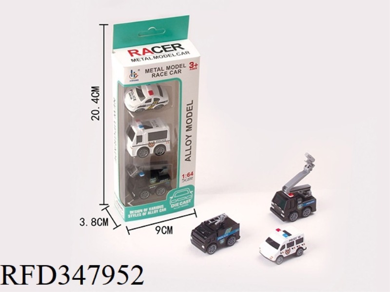 1:64 CARTOON ALLOY POLICE CAR (THREE LOADED BACK FORCE)