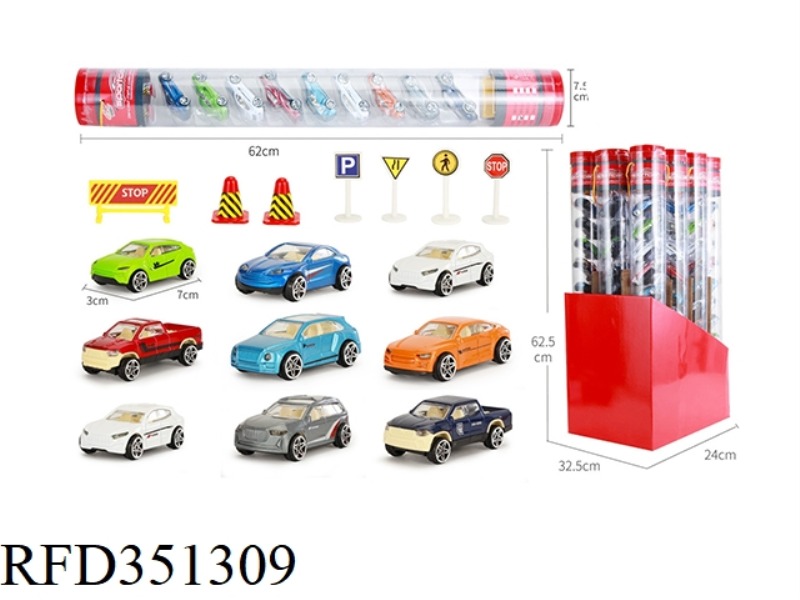 9 PIECES OF SLIDING ALLOY CAR