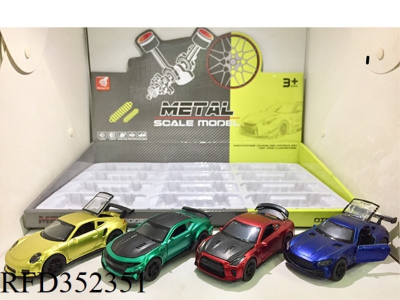ALLOY PULL BACK DOOR OPEN SPORTS CAR SOUND AND LIGHT (METALLIC PAINT)/12PCS (1:36)