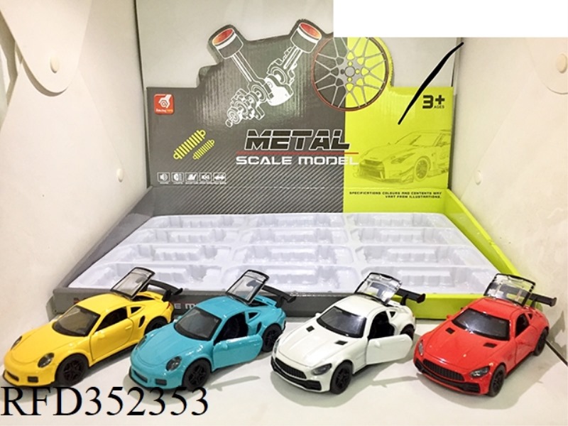 SOUND AND LIGHT OF ALLOY PULL BACK SPORTS CAR WITH DOOR OPEN (1:36)/12PCS