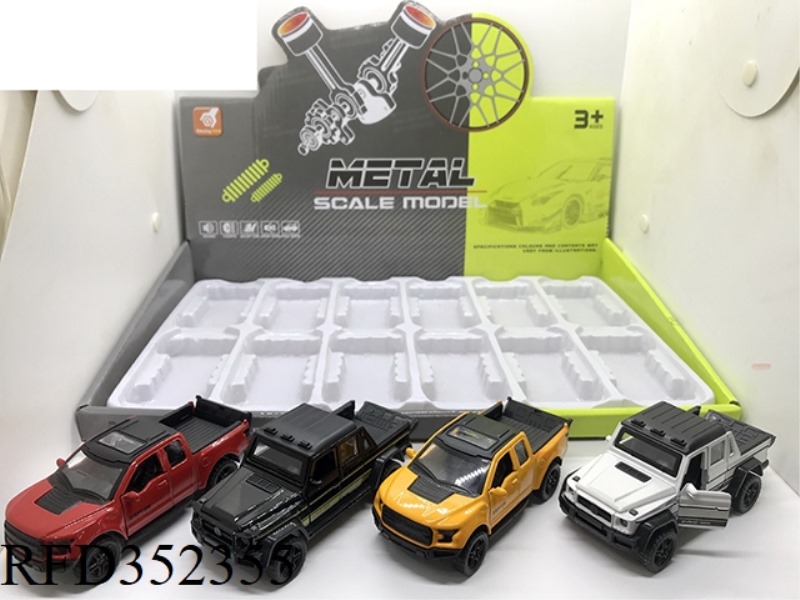 ALLOY PULL BACK DOOR PICKUP TRUCK SOUND AND LIGHT (1:36)/12PCS