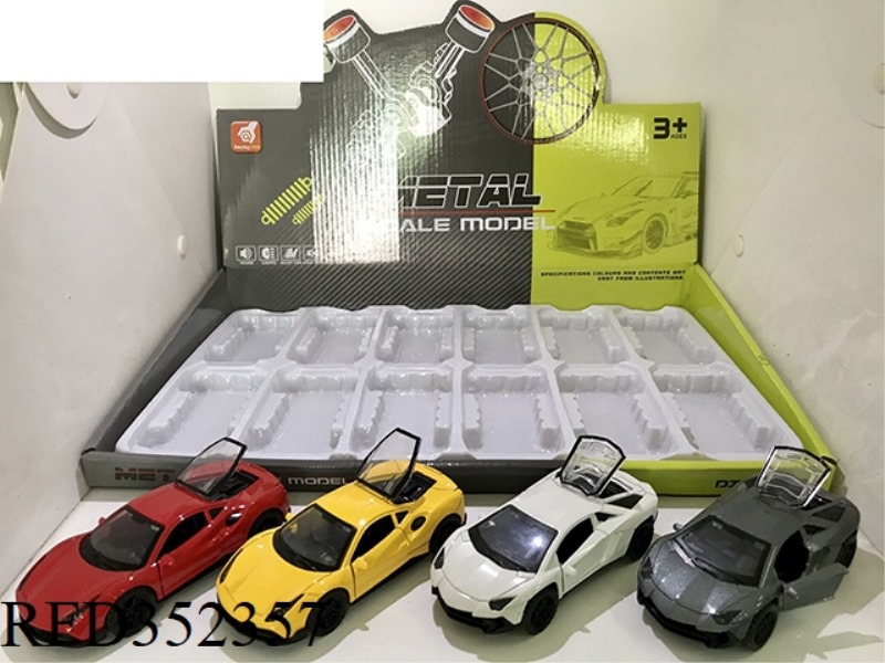 SOUND AND LIGHT OF ALLOY PULL BACK SPORTS CAR WITH DOOR OPEN (1:36)/12PCS