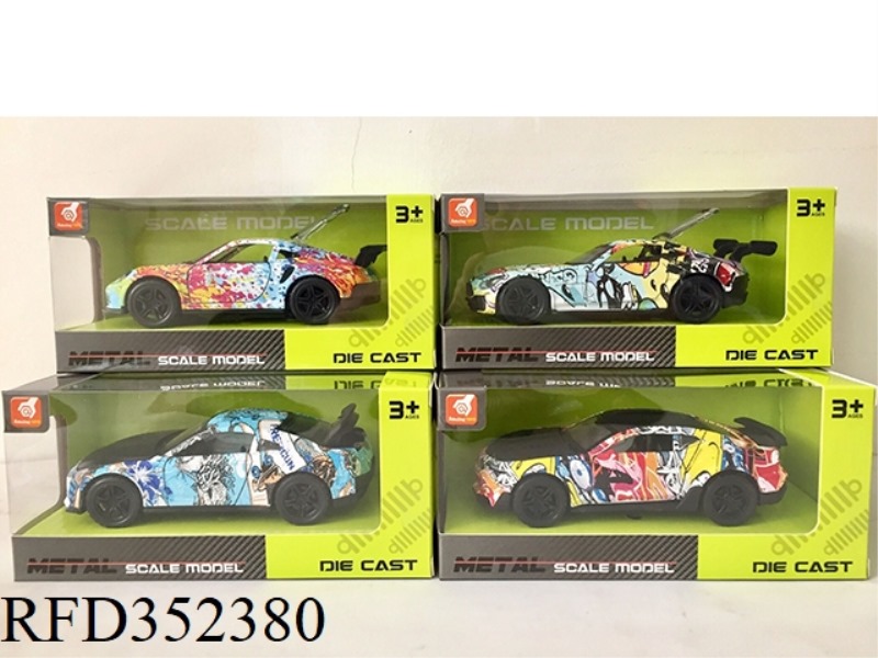 ALLOY PULL BACK SPORTS CAR (GRAFFITI) (1:36)