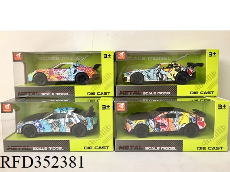 SOUND AND LIGHT OF ALLOY PULL BACK SPORTS CAR (GRAFFITI) (1:36)