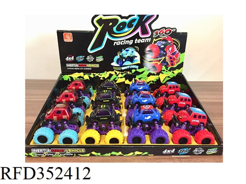 ALLOY DOUBLE INERTIA REVOLVING ROCKING CAR/12PCS