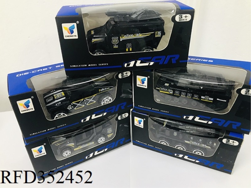 5 TYPES OF SLIDING POLICE ALLOY CARS (1 PACK)