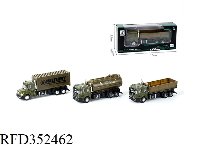 BIG THREE MILITARY PULL BACK ALLOY CAR (1 PACK)