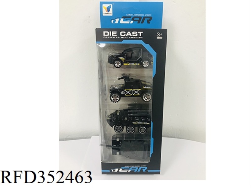 FIVE TYPES OF SLIDING POLICE ALLOY CARS (4 PCS/BOX)
