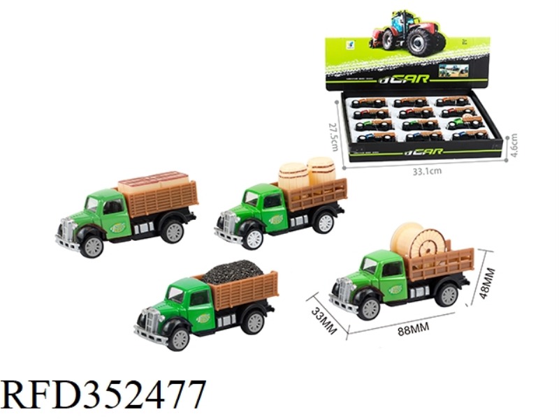 4 FARMER PULL BACK ALLOY CARS (12 PIECES)