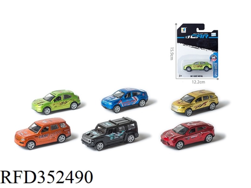 1:50 6 CROSS-COUNTRY PULL BACK ALLOY RACING CARS (1 PC/BOARD)