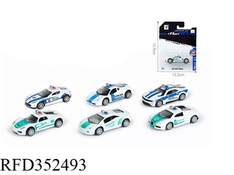 6 POLICE PULL BACK ALLOY CARS AT 1:50 (1PC/BOARD)