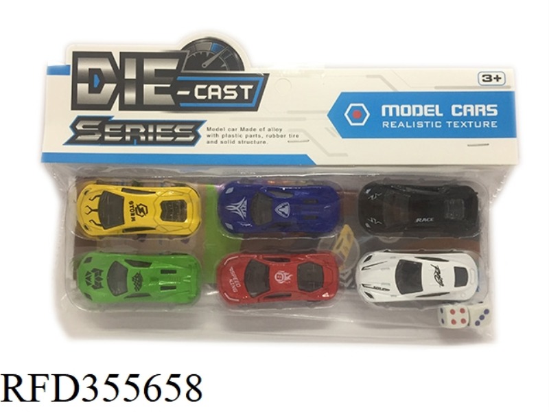 6 SLIDING ALLOY CARS + MAP + DICE