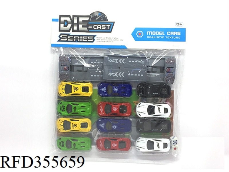 12 SLIDING ALLOY CARS + MAP + DICE + LAUNCHER