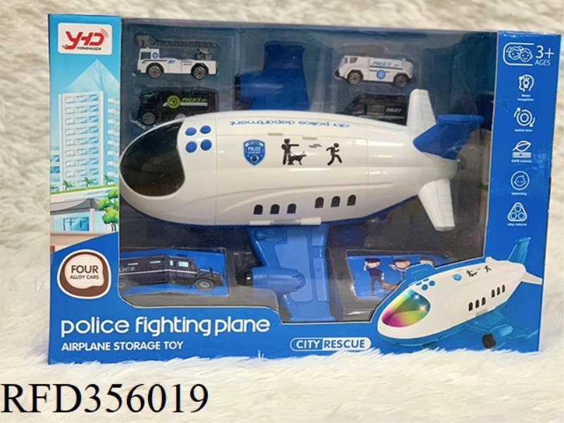 STORAGE AIRCRAFT POLICE SERIES FIXED WITH 4 NEW ALLOY CARS