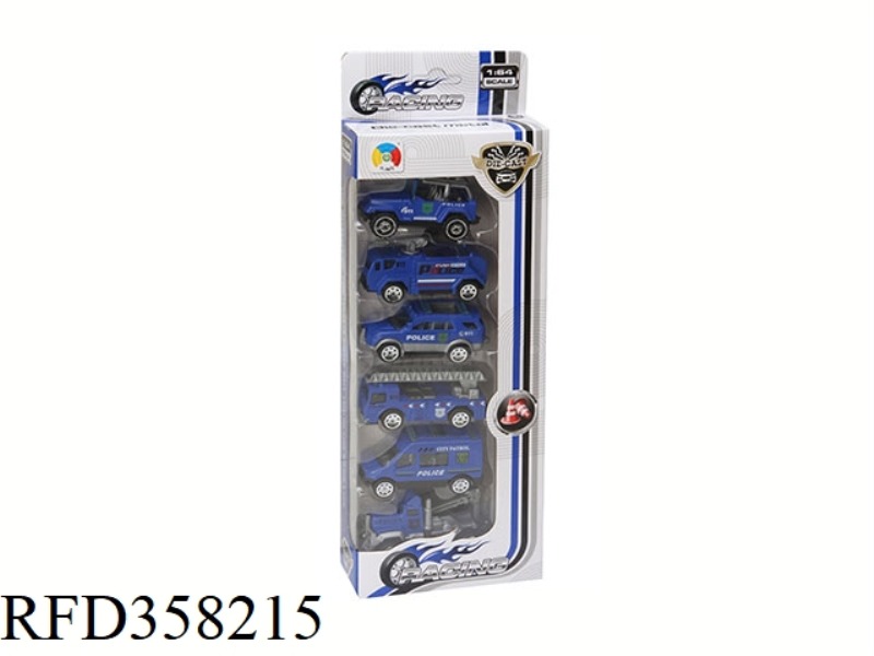 6 POLICE ALLOY CAR WINDOW COLOR BOX D