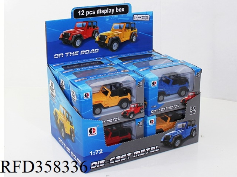 1:72 SLIDING ALLOY JEEP/12PCS