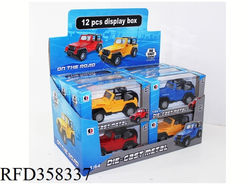 1:64 SLIDING ALLOY JEEP/12PCS