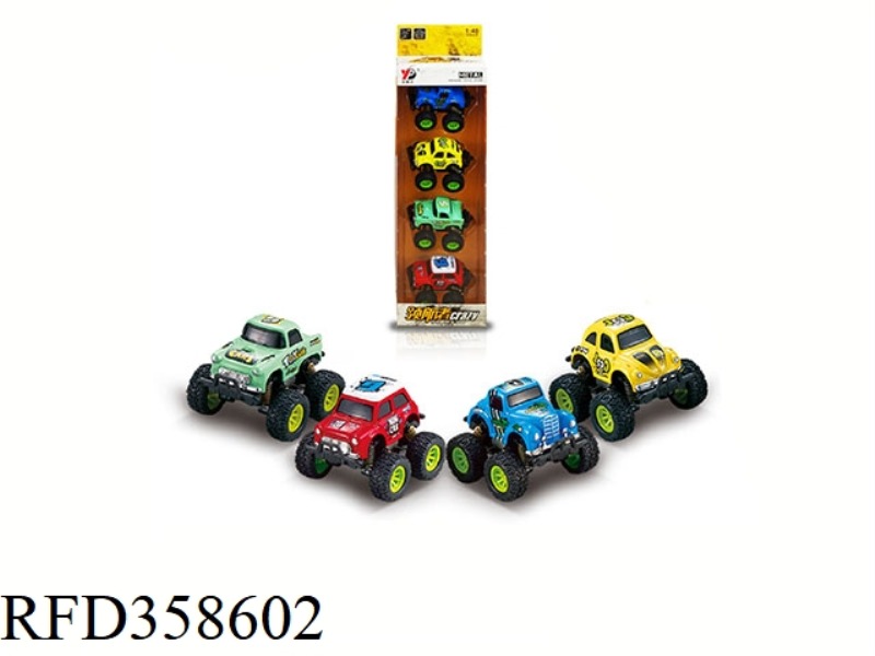 ALLOY CLASSIC CAR OFF-ROAD SPRING RETURN (CARTOON VERSION) / 4-STRIP PACK