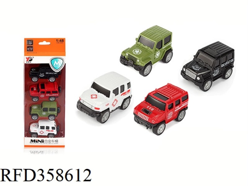 METAL JEEP Q VERSION RESILIENCE (POLICE CAR VERSION) /4 PIECES