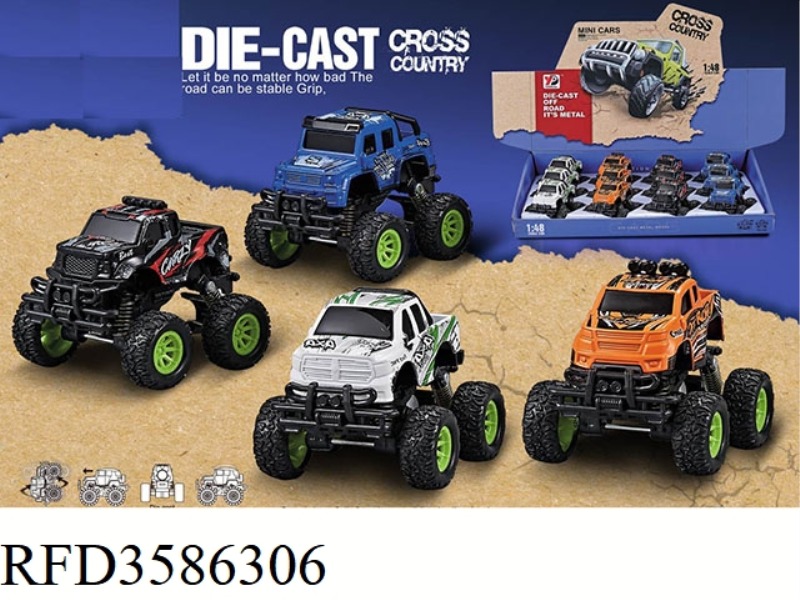 ALLOY PICKUP TRUCK CROSS-COUNTRY SPRING RETURN (DOODLE VERSION) /12 PACK