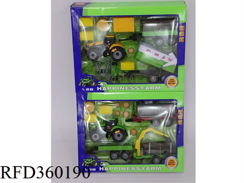 1:28 ALLOY INERTIAL SOUND AND LIGHT FARMER CAR COMBINATION (2 TYPES MIXED)