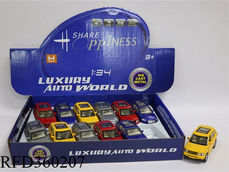 1:34 ALLOY PULL BACK SPORTS CAR (TWO FOUR-COLOR MIXED; 12PCS)