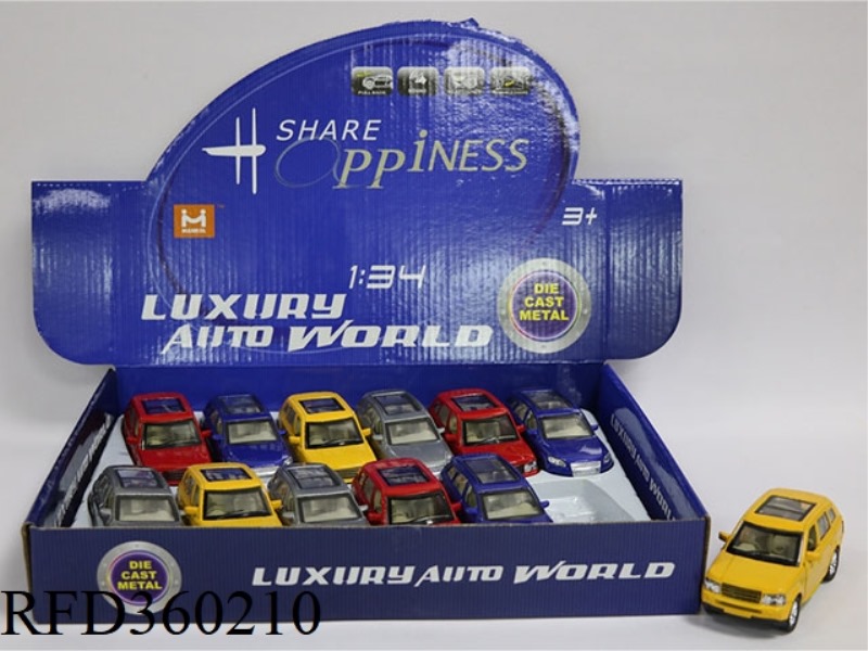 1:34 ALLOY PULL BACK SPORTS CAR WITH SOUND AND LIGHT (TWO FOUR-COLOR MIXED; 12PCS)