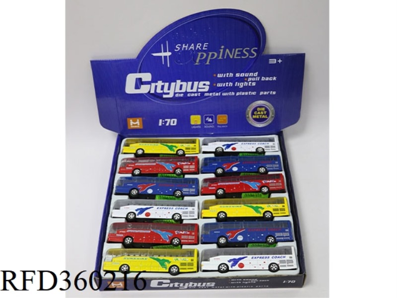 1:70 ALLOY SOUND AND LIGHT BUS 12PCS