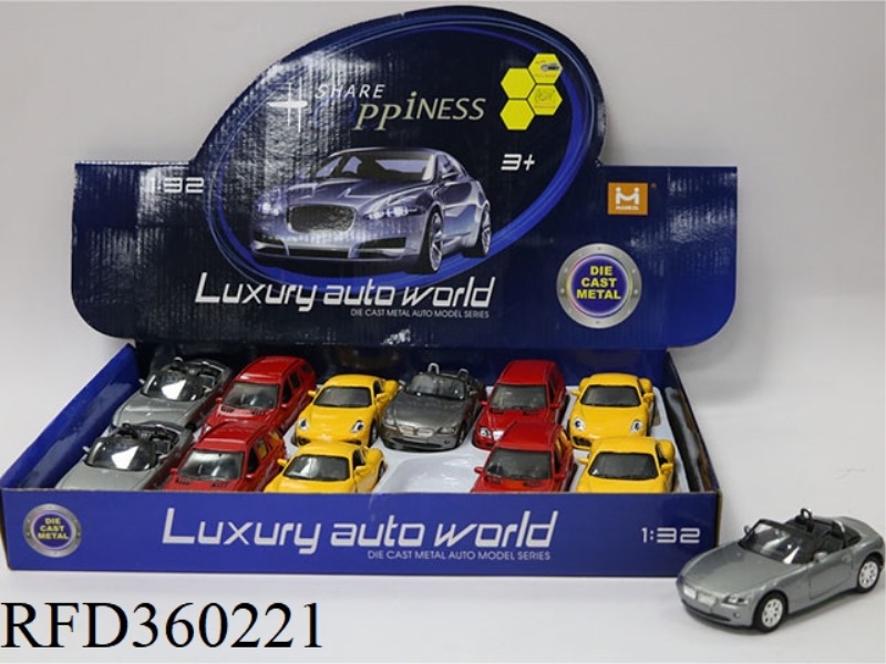 1:32 ALLOY PULL BACK SPORTS CAR 3 STYLES 3 COLORS (12PCS)