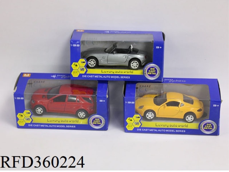 1:32 ALLOY PULL BACK SPORTS CAR WITH SOUND AND LIGHT / 3 MODELS IN 3 COLORS