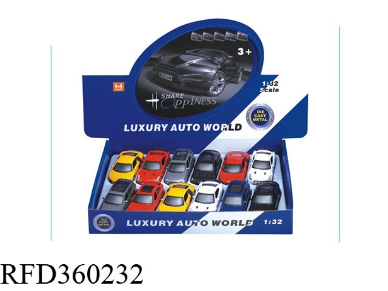 1:32 ALLOY PULL BACK SPORTS CAR 12PCS