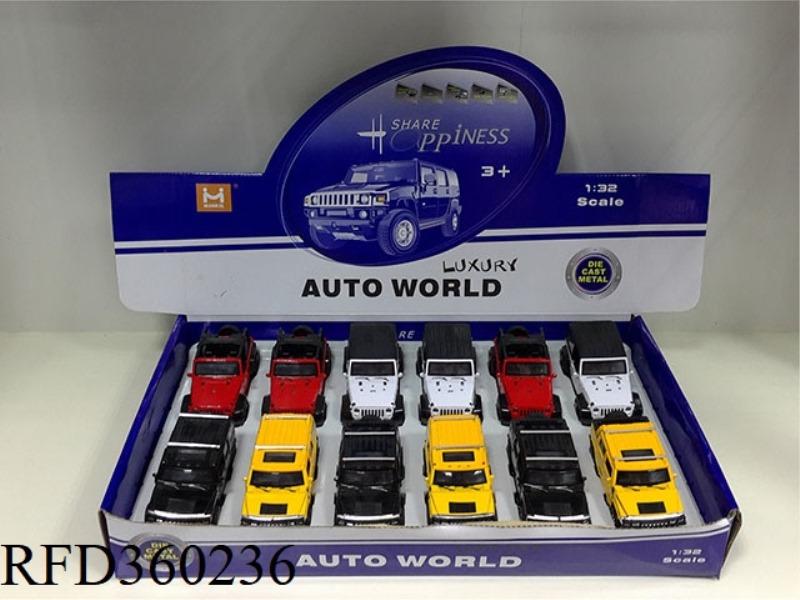 1:32 ALLOY PULL BACK JEEP 12PCS