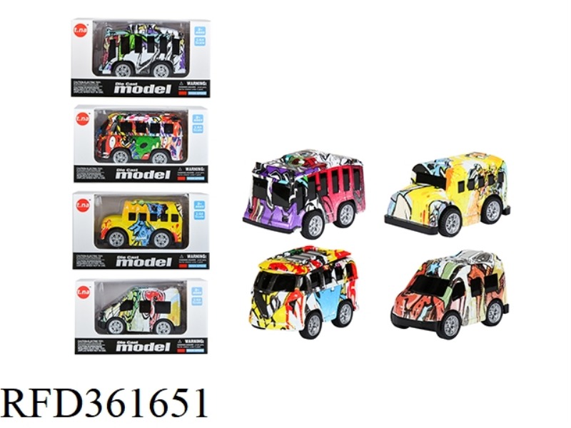 NEW Q VERSION OF GRAFFITI ALLOY PULL BACK BUS SCHOOL BUS