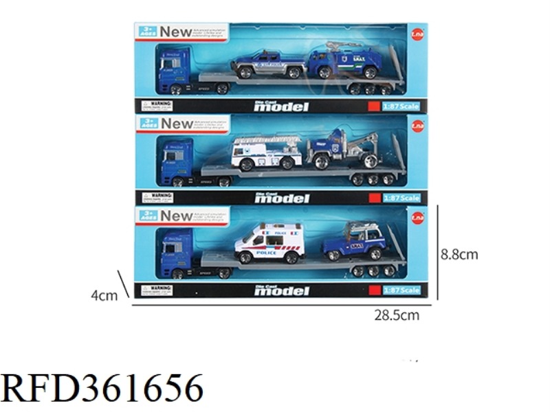 ALLOY EUROPEAN TRACTOR WITH 2 POLICE CARS