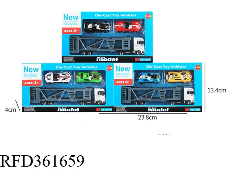 EUROPEAN TRAILER ALLOY CONTAINER TRUCK + 2 SPORTS CARS
