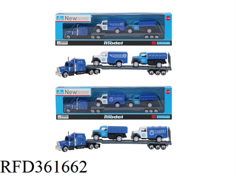 ALLOY AMERICAN TRACTOR WITH 2 PULL BACK POLICE CARS