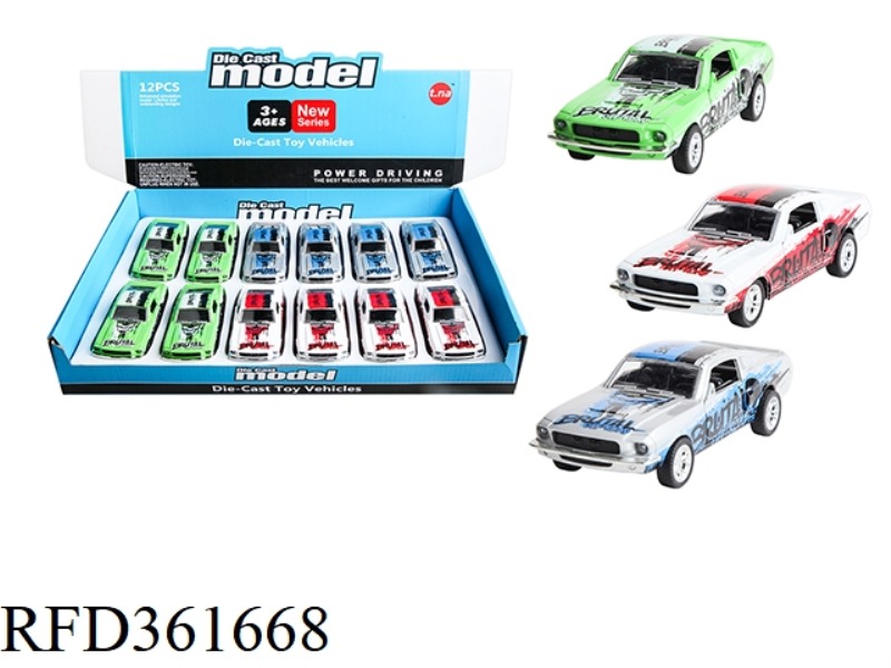 1:32 FLOWER MUSTANG OPEN DOOR PULL BACK ALLOY CAR 12PCS