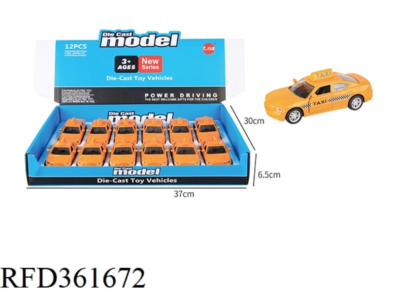 1:32 TAXI DOOR PULL BACK ALLOY CAR 12PCS