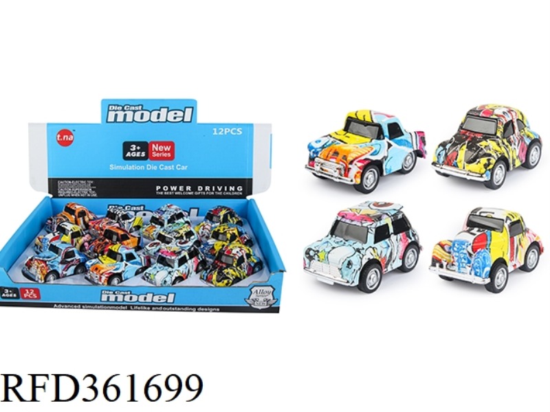 NEW Q EDITION 4 GRAFFITI ALLOY PULL BACK CLASSIC CARS 12PCS