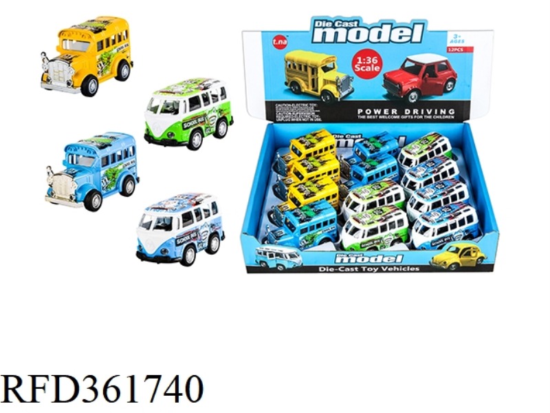NO LIGHT ALLOY PULL BACK CLASSIC CAR 12PCS
