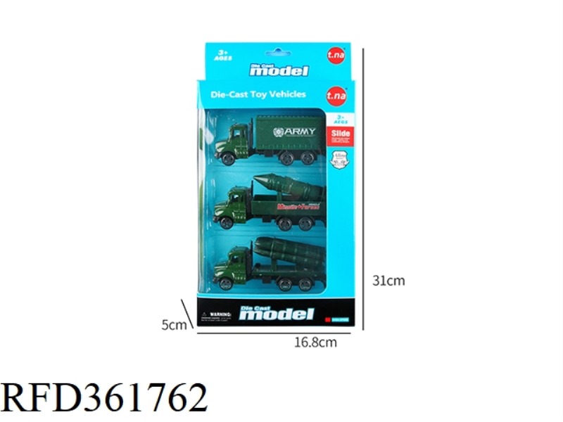 3PCS NEW FRONT ALLOY SLIDING MILITARY CAR SET
